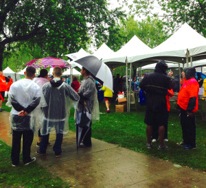 NSMC Cancer Walk 2015 Enthusiastic Wet Crowd