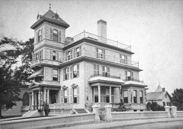 The Saunders House, now part of the Sawyer Free Library, in the early 1880s. Photo by Edward Corliss & J. F. Ryan House Photographs, c. 1882-85. 4" x 6" cabinet cards. From the collection of the Cape Ann Museum Library and Archives.