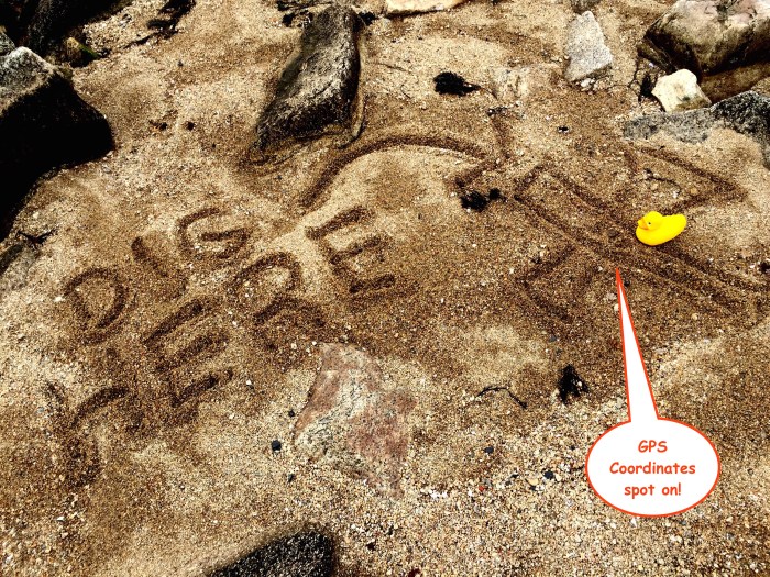 To keep the treasure a secret while Rubber Duck excavates we are removing all coordinates and identifying items in the photos. This could take a while.