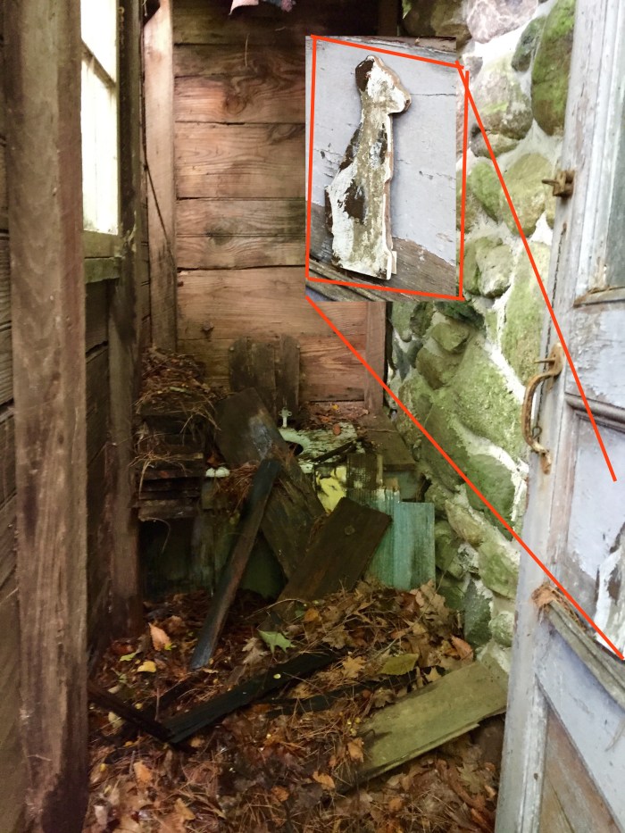 Visiting my grandparent's lake cottage in Conn. I visited an outhouse I used in 1967. I might have been the last one. I remembered the doggie on the door.