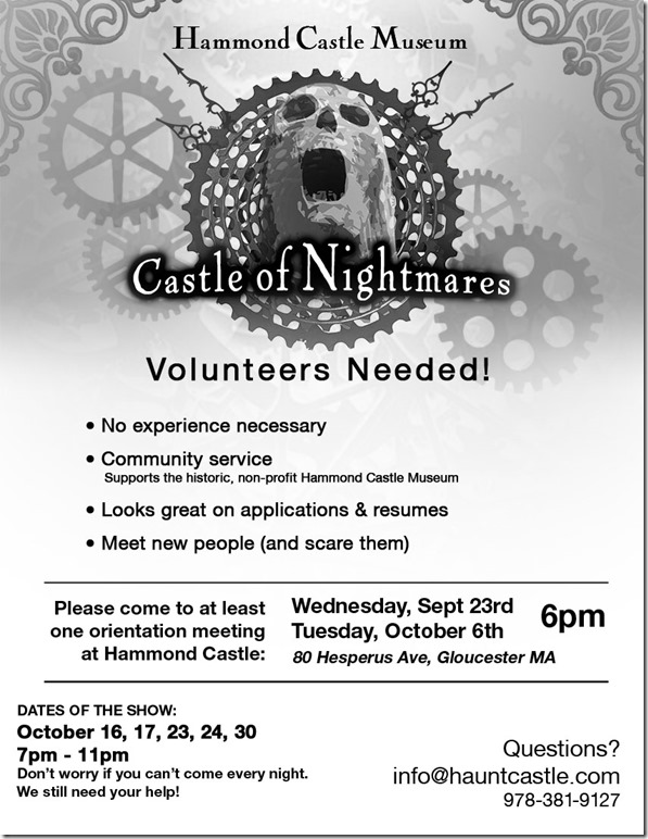 Volunteers Needed - Hammond Castle Haunted House 2015