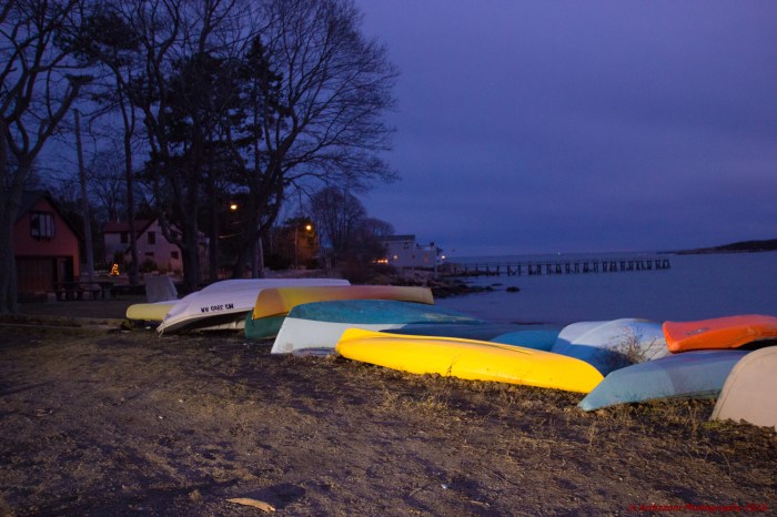 February 1, 2016 Multi color Kayaks on Magnolia Beach