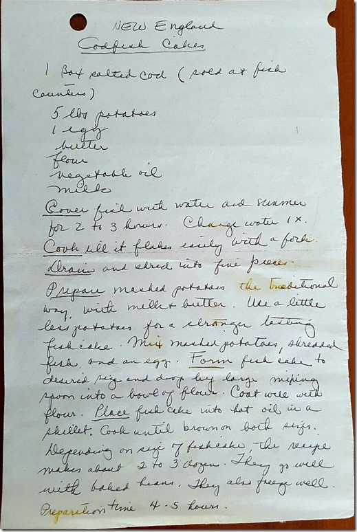 New England Codfish Cakes ___ from Desmond