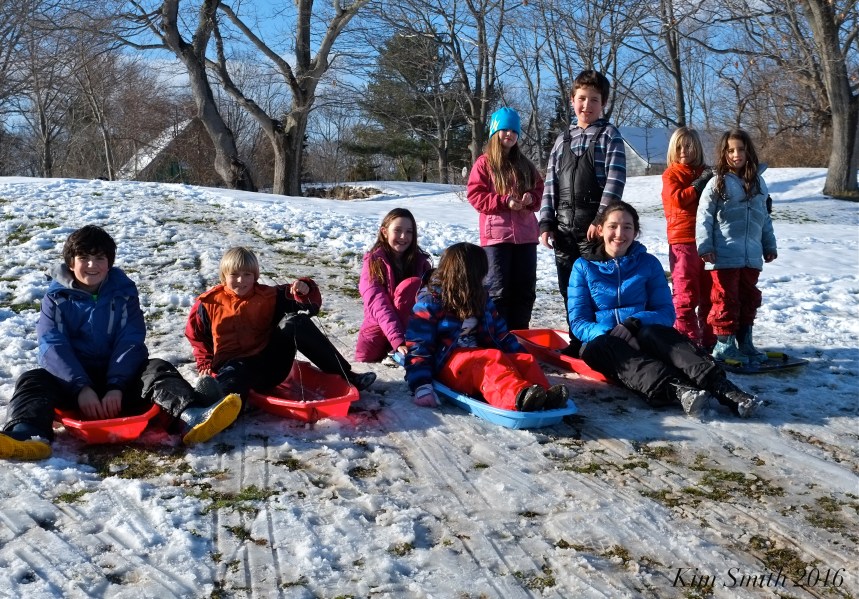 East gloucester gang spring sledding Kim Smith 2016