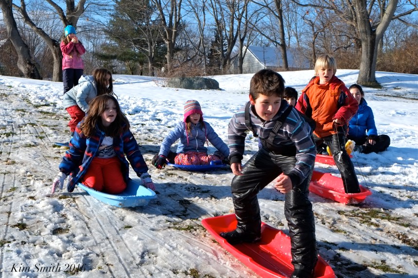 East gloucester gang spring sledding Kim Smith 2016