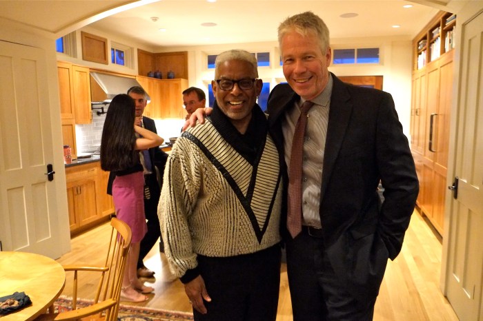 Gloucester Stage party Benny Ambush, Bob Walsh c Kim Smith