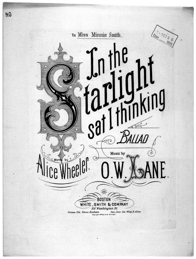In the Starlight Sat I thinking sheet music loc ow lane