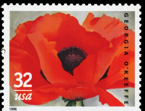 O'Keefe 1927 Red Poppy stamp 1996