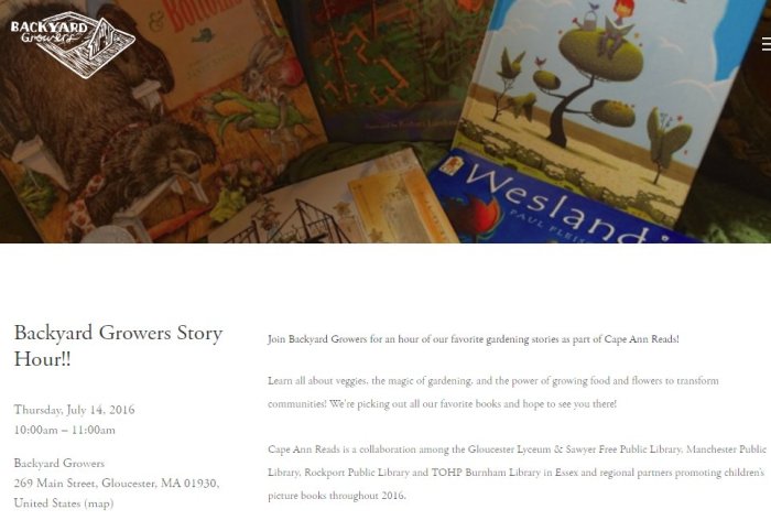 Cape Ann REads backyard growers event