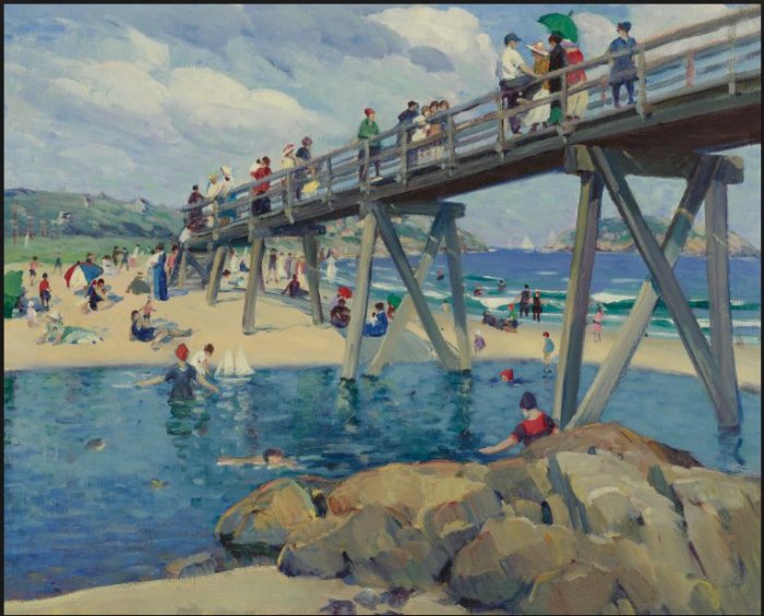 Leon Kroll 1912 oil on canvas 26 x 32  sold at Sothebys 2011 bridge at bass rocks informal title 170,500