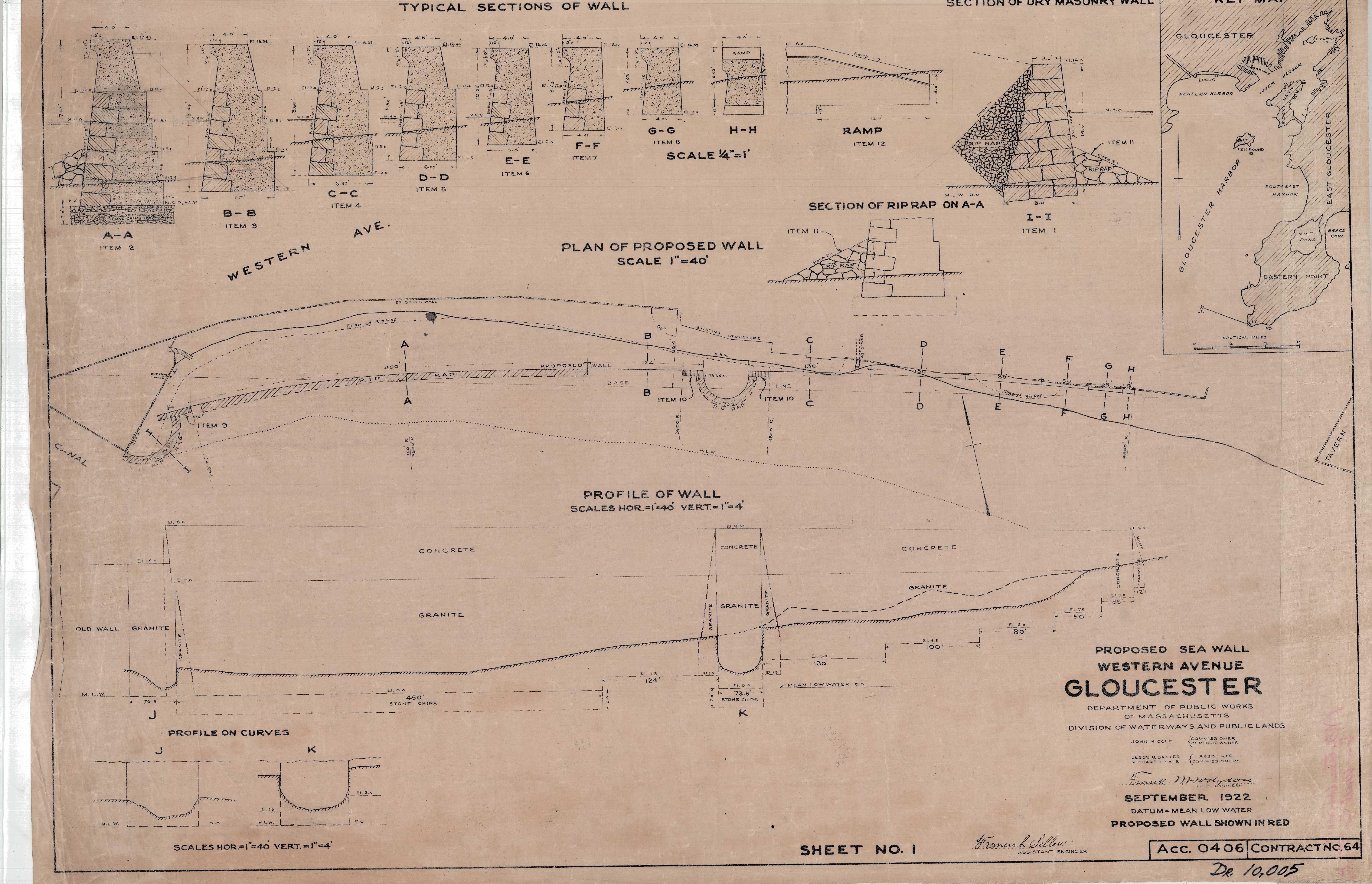 Gloucester MA DPW archives Proposed Sea Wall 1922