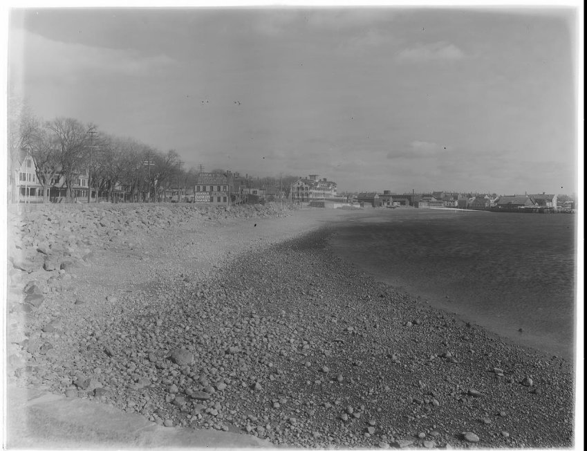 Thomas Warren Sears looking along the beach with the surfside formerly pavilion hotel in the distance