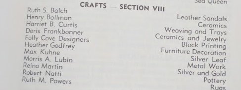 1961 Gloucester MA artisans