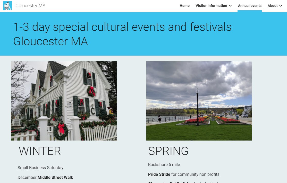 downtown Gloucester winter spring summer fall