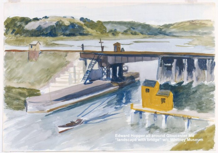 landscape with bridge watercolor whitney