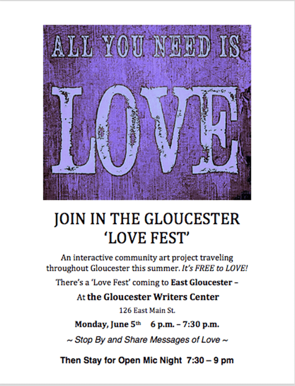 Love Fest Gloucester Writers Center 6.5.17