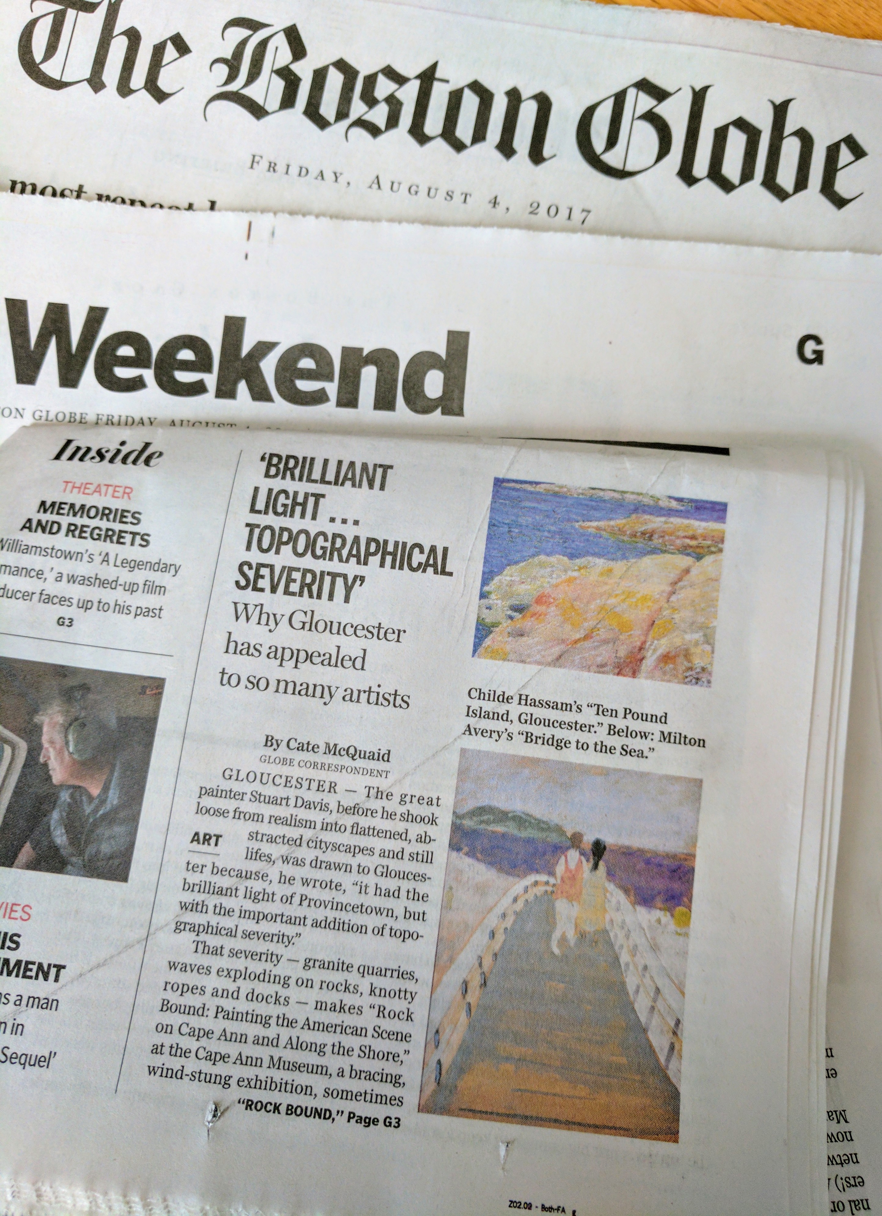 Boston Globe Cate McQuaid review Cape Ann Museum Rock Bound 2017