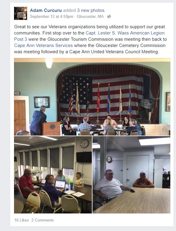 Adam Curcuru at the Legion for the Gloucester Tourism Commission meeting