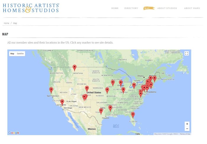 Historic Artists' homes &amp; studios GOOGLE map