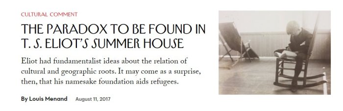 The New Yorker Louis Menand T S Eliot House
