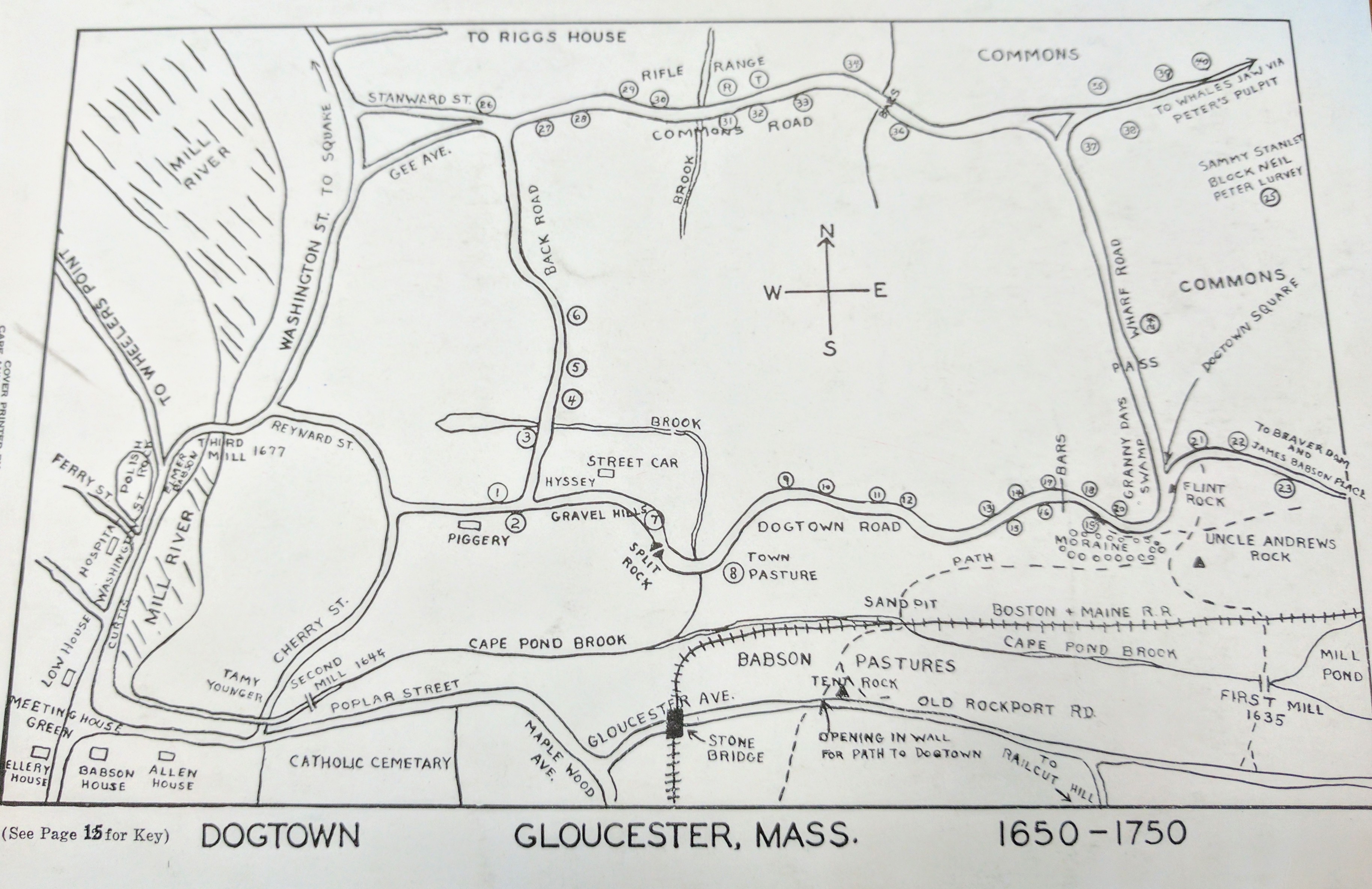 Gloucester 3rd annual 1954 Cape Ann Festival of the Arts - Dogtown map for back cover