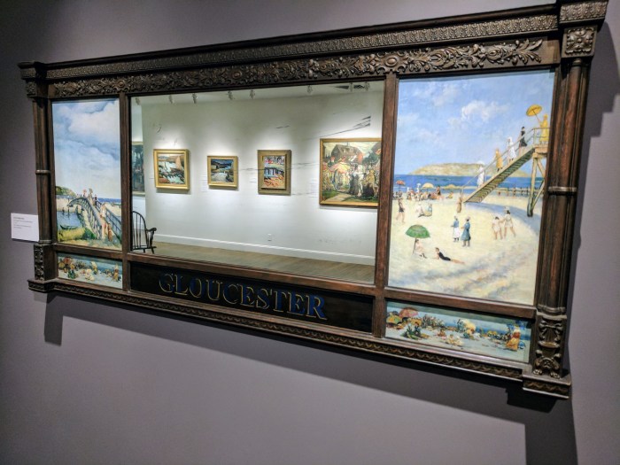 UNATTRIBUTED over mantel view of Good Harbor Beach ca1920 ROCKBOUND installation Cape Ann Museum 170602_110624