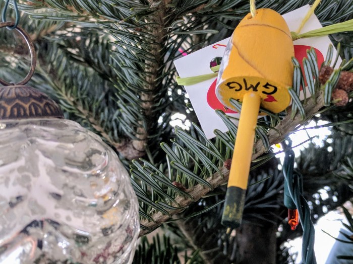 Pat Dalpiaz gifts to GMG- local ornaments hand painted by pauline's gifts