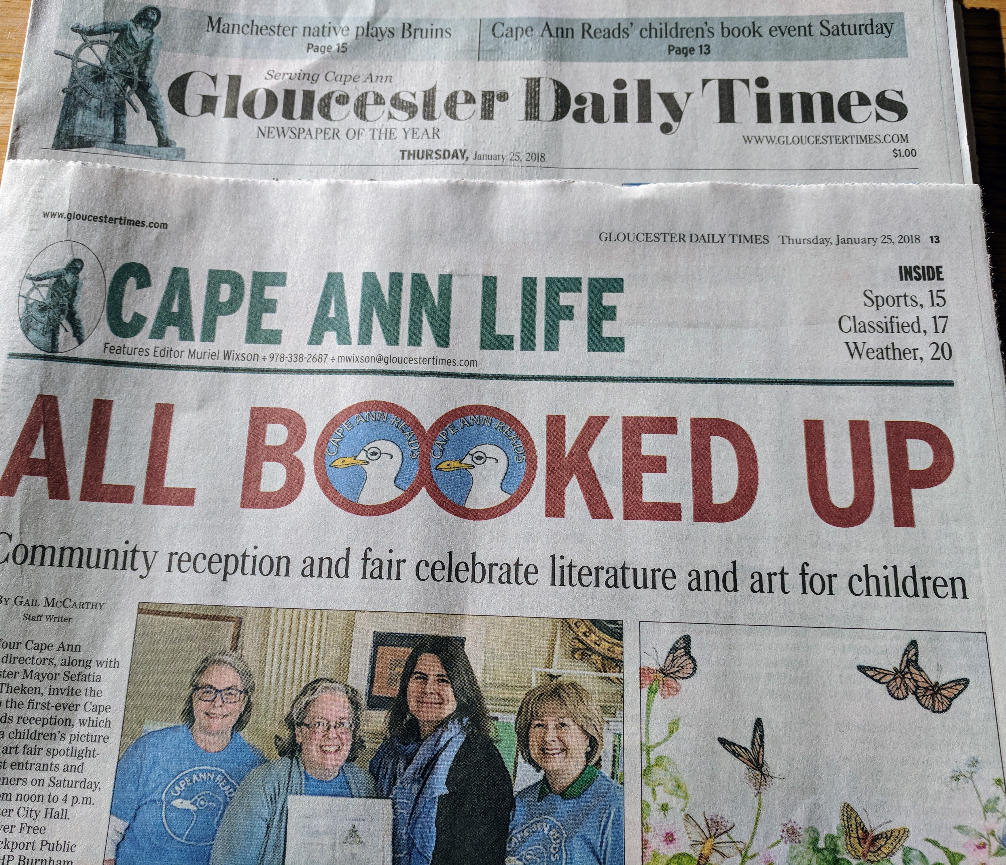 All Booked Up spotlight Cape Ann Reads Celebration by Gail McCarthy for Gloucester Daily times January 25 2018.jpg