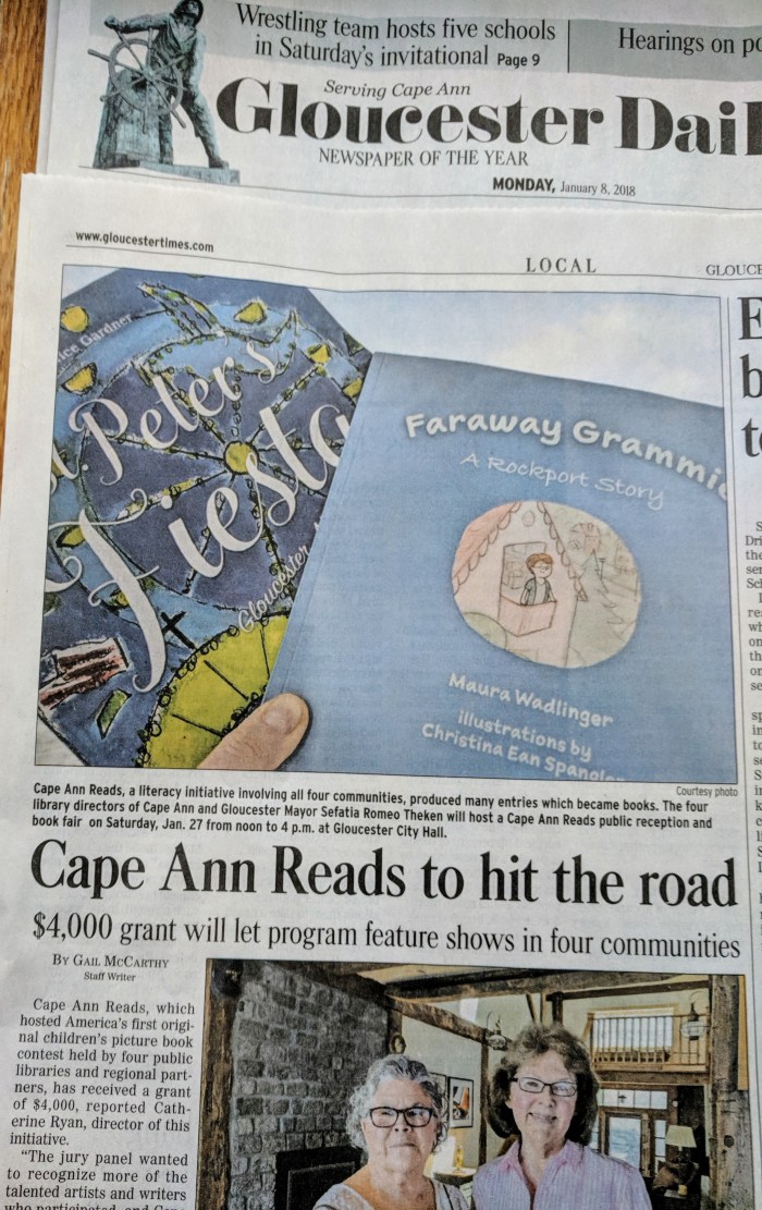 Gail McCarthy Gloucester Daily Times announcing Bruce J Anderson grant award for Cape Ann Reads January 8 2017