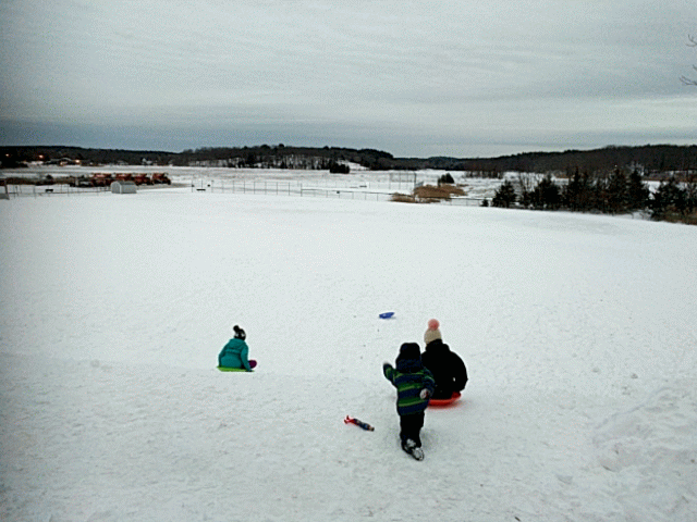 running to catch up. Almost! Great push though sledding Essex MA
