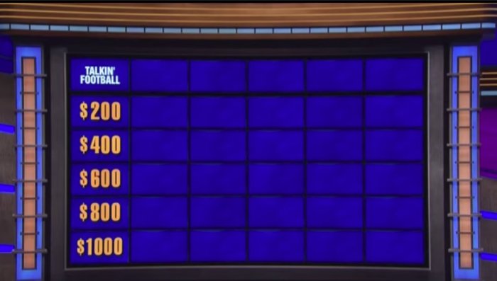 Jeopardy Talkin Football clip superbowl 2018