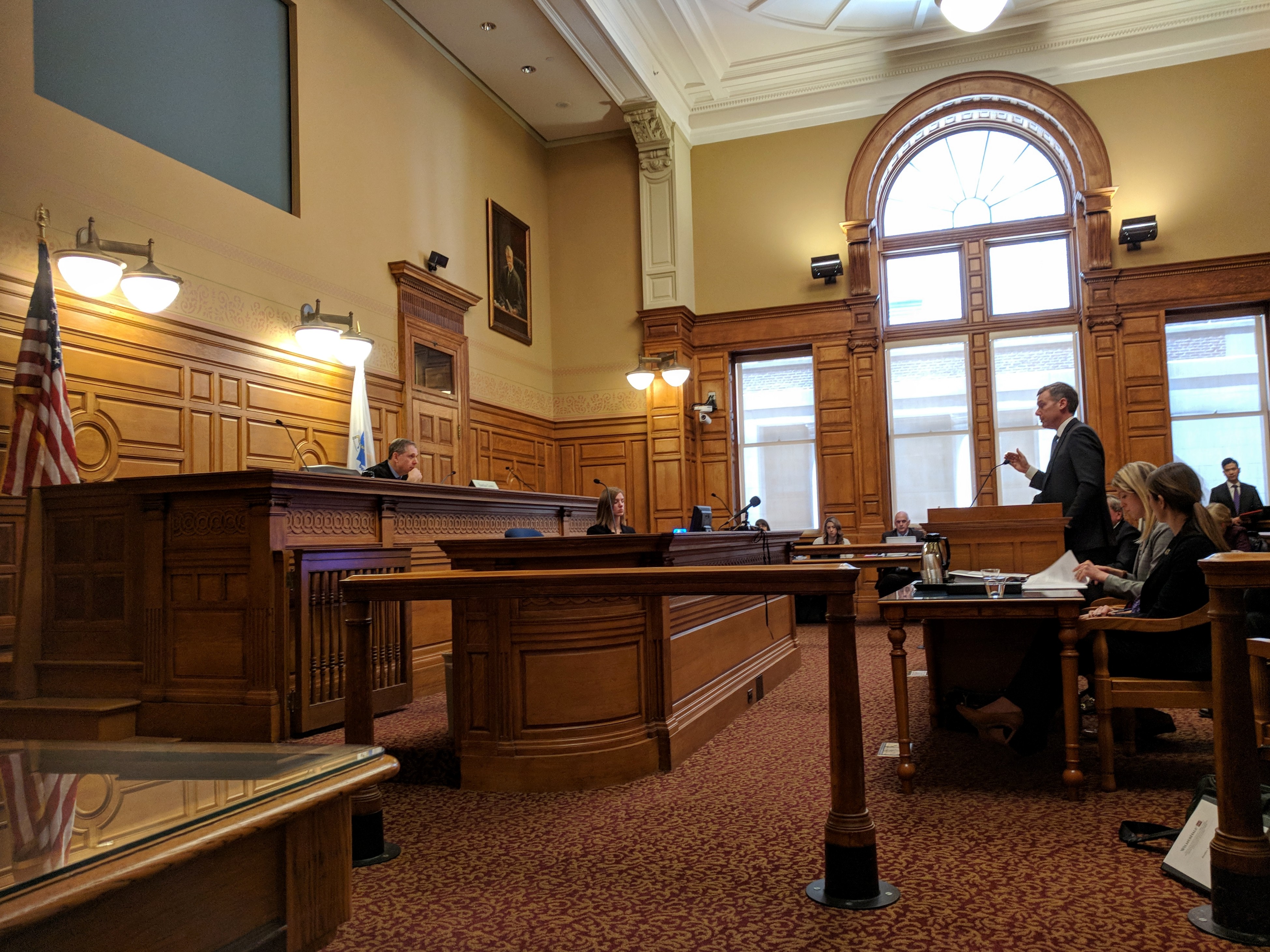 ATTORNEY O'DONNELL AMICUS GOES FIRST Boston MA John Adams Courthouse -Berkshire Museum deaccession case oral arguments before SJO Justice Judge Lowy_Mar 20 2018 _102144 © catherine ryan