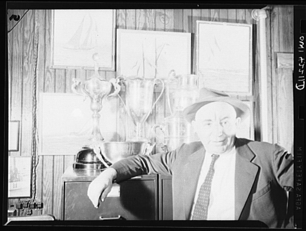 Gloucester, Massachusetts Capt. Ben Pine, the man who raced the schooner Gertrude Thebaud against the Canadian schooner Blue Nose for the fisherman trophy, one of the three men who made