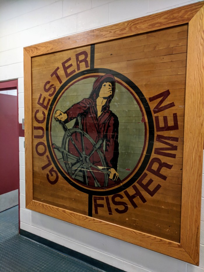 Public art repurposed GHS floor fishermen logo Gloucester MA high school ©c ryan_20180110_150616.jpg