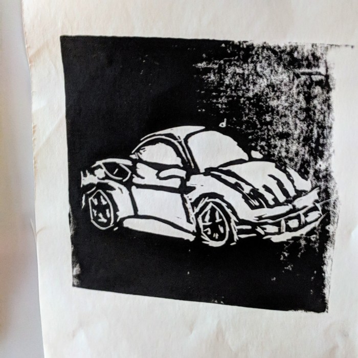 CHARLES inaugural linocuts on historic Folly Cove press-teachers Brett Dunton Mary Rhinelander -GPS arts festival - City Hall Gloucester Ma - O'Maley school student art _May 12 2018 ©c