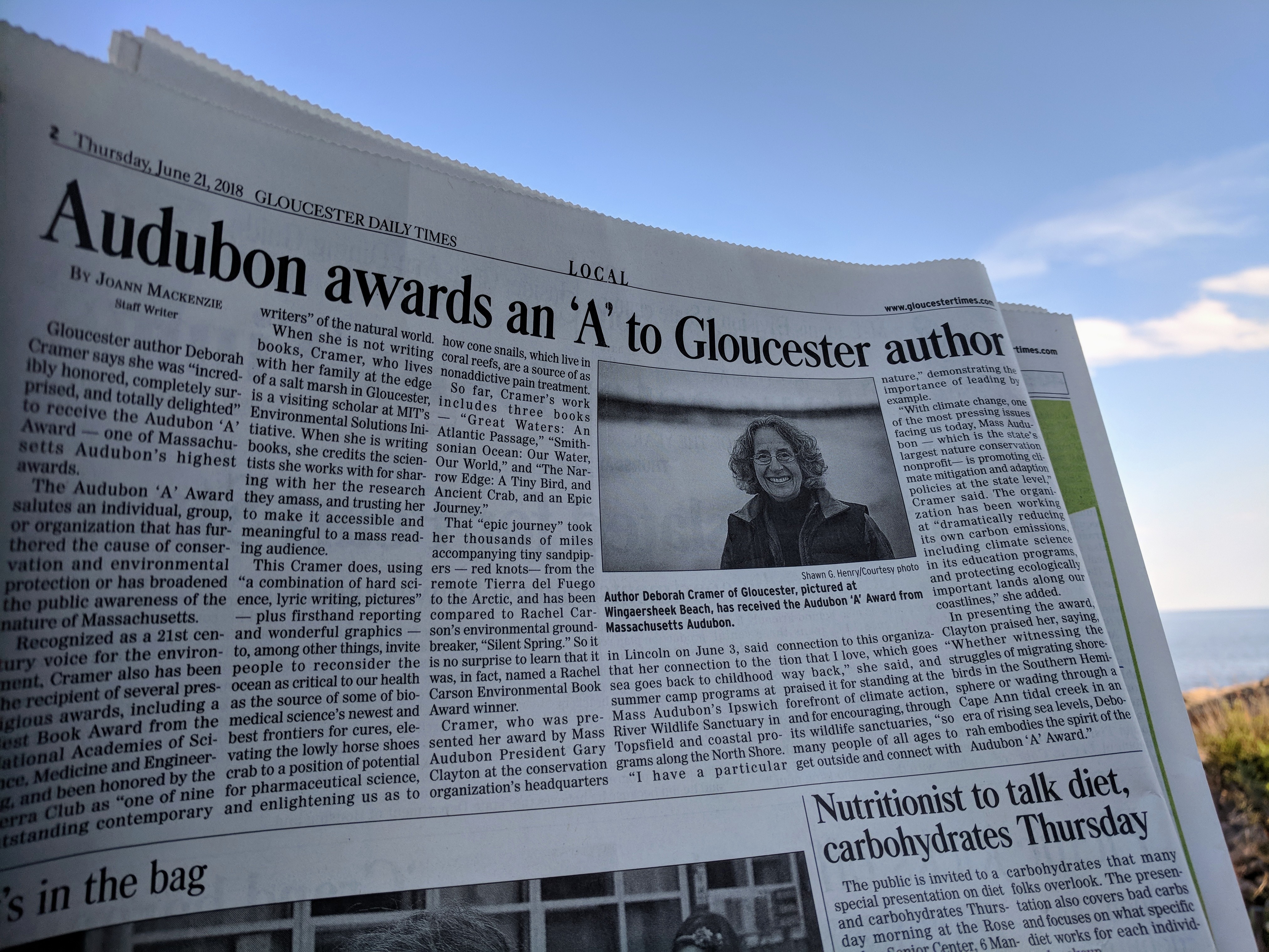 Deborah Cramer Ma Audubon A award Gloucester Daily Times_20180621_175201.jpg