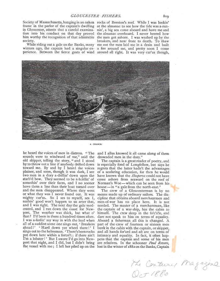 Gloucester Fishers Century Mag 1886 pg 819