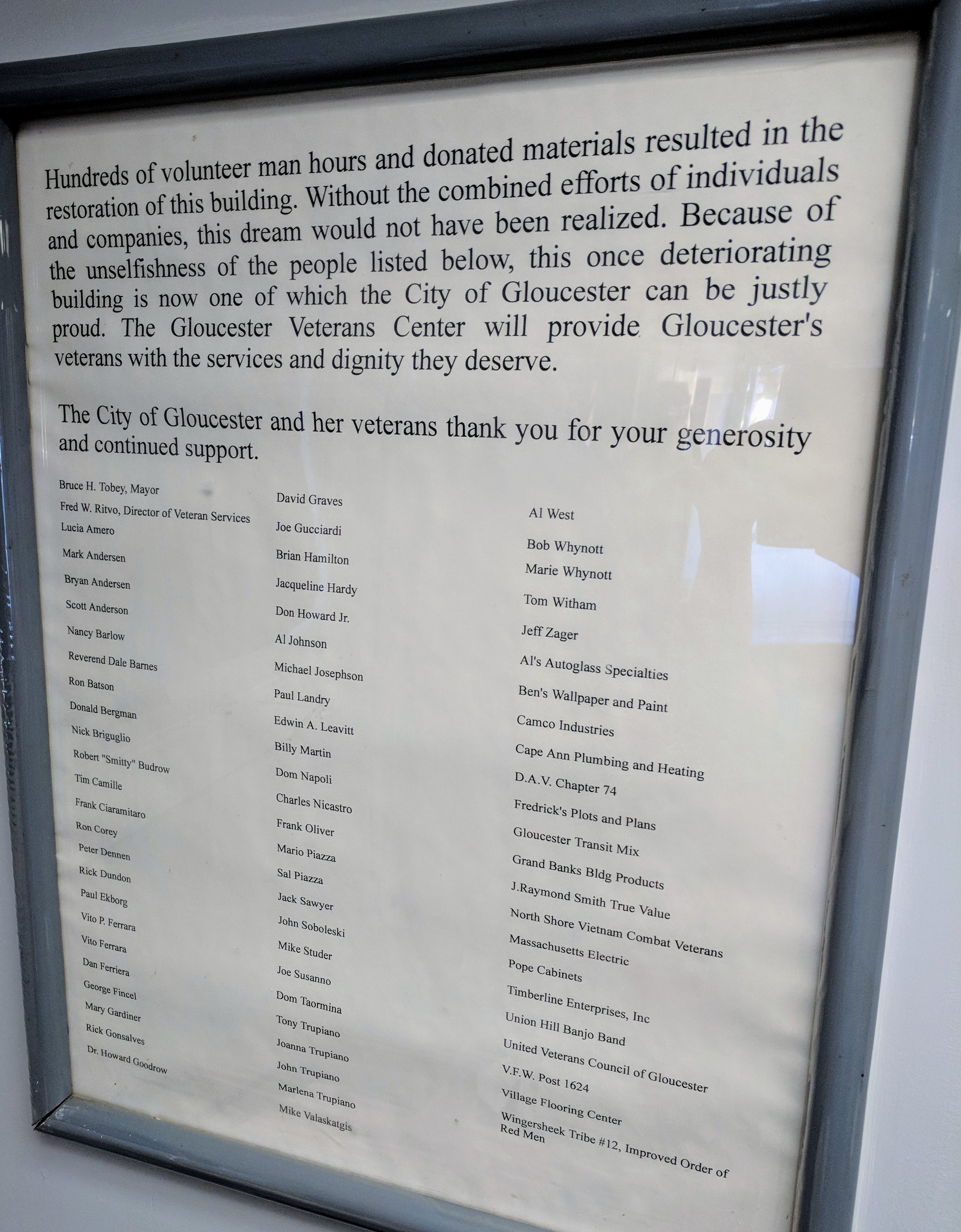 1994 1995 original thanks to people involved with establishing veterans services in Major Fred W Ritvo Veterans center building Gloucester ma.jpg