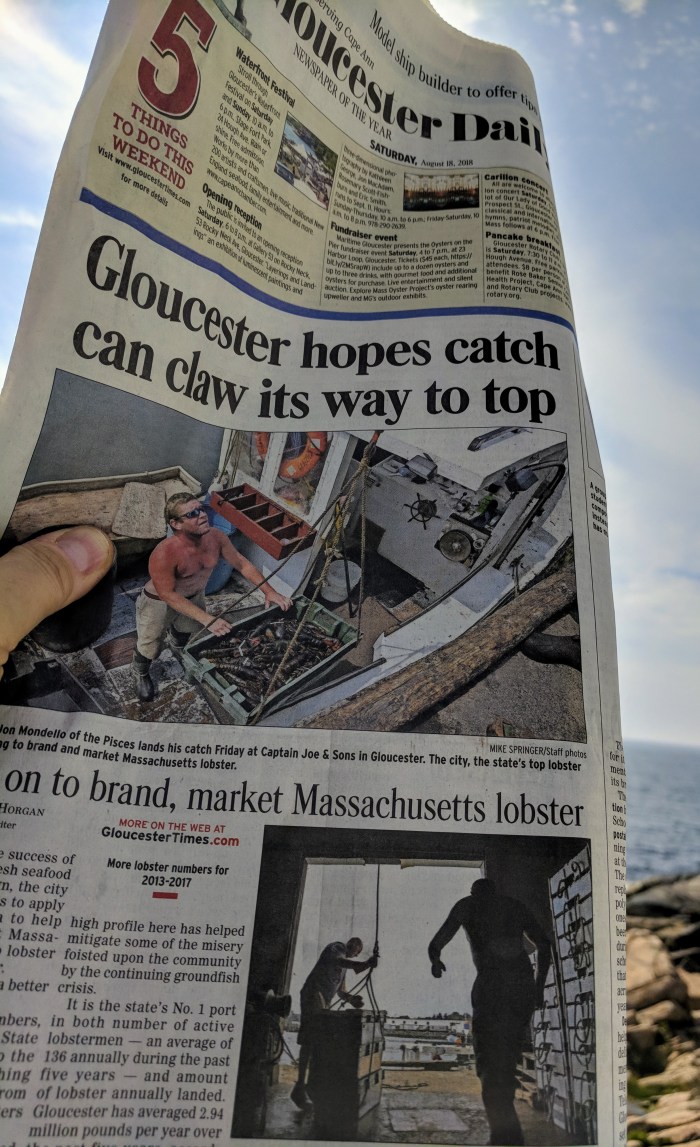 Gloucester Daily Times Sean Horgan article Aug 18 2018 on lobster MA marketing campaign features Capt Joe & Sons.jpg