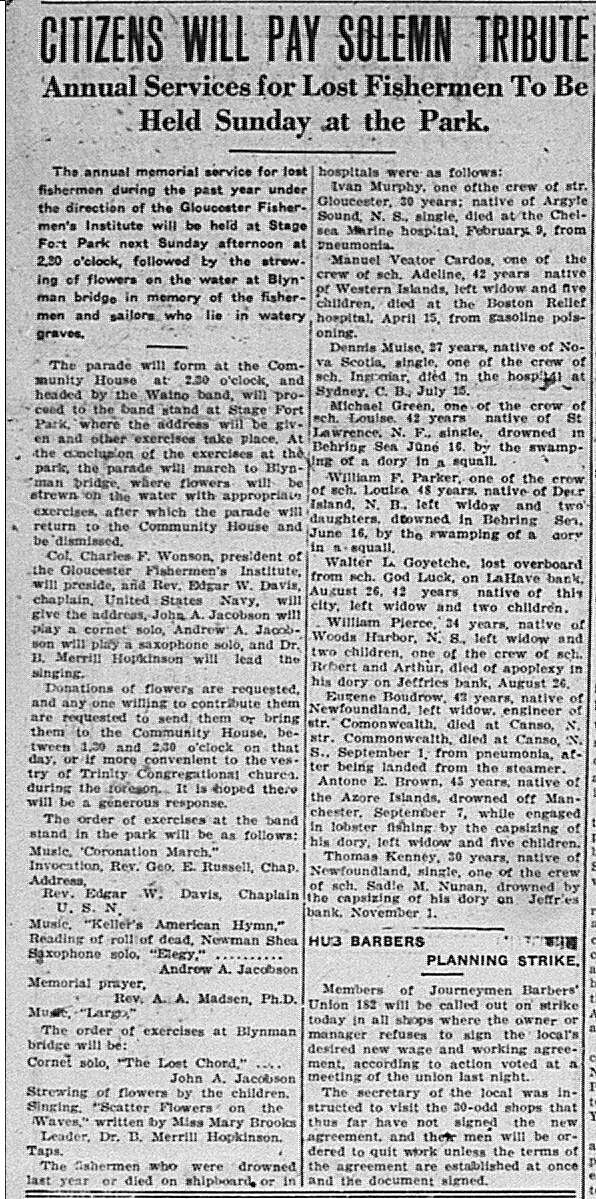 Lost Fishermen annual service GDT Aug 171921