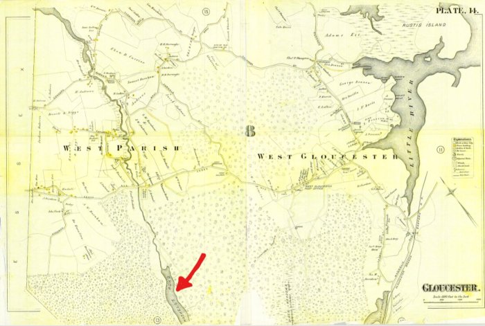 Plate 14 West Gloucester showing Haskell's Pond_from Gloucester MA Dept Public Works archives