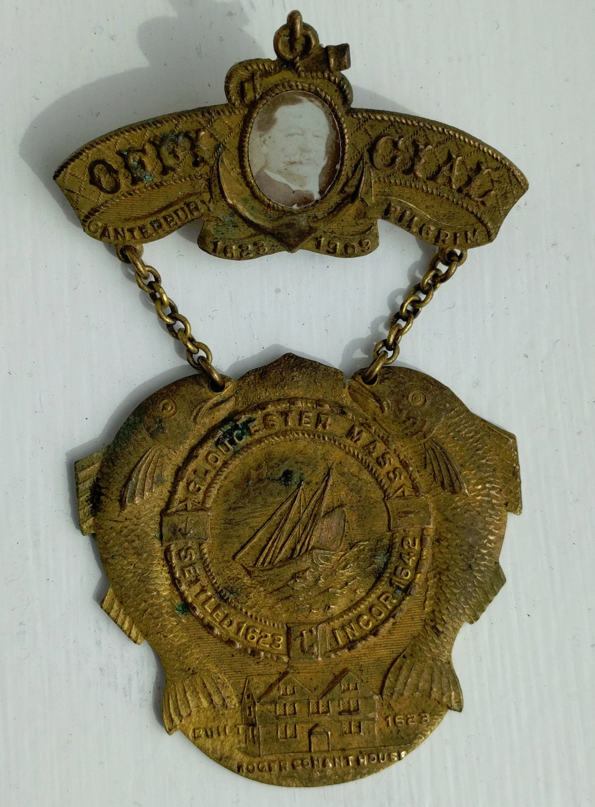 1909 Gloucester MA Canterbury Pilgrim Pageant Medal with PRESIDENT WILLIAM HOWARD TAFT photo