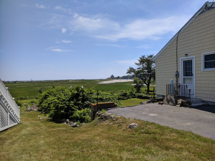 View to Good Harbor Beach across marsh_from the future sidewalk_Gloucester Mass_2018 June 30_©catherine ryan