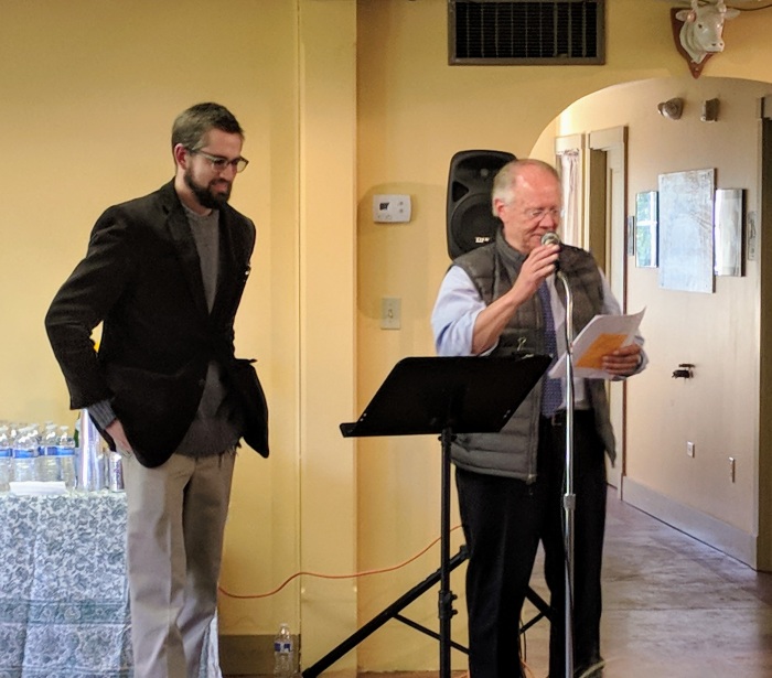 Chris Wagner president of community center and project manager_ ROSS Burton_ Virginia Lee Burton Writing Cottage opens_Lanesville Community Center_Gloucester MA_20181021_© c ryan