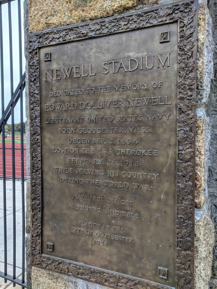 Gloucester High School New Balance Newell Stadium dedication plaque_20181008_©Catherine Ryan