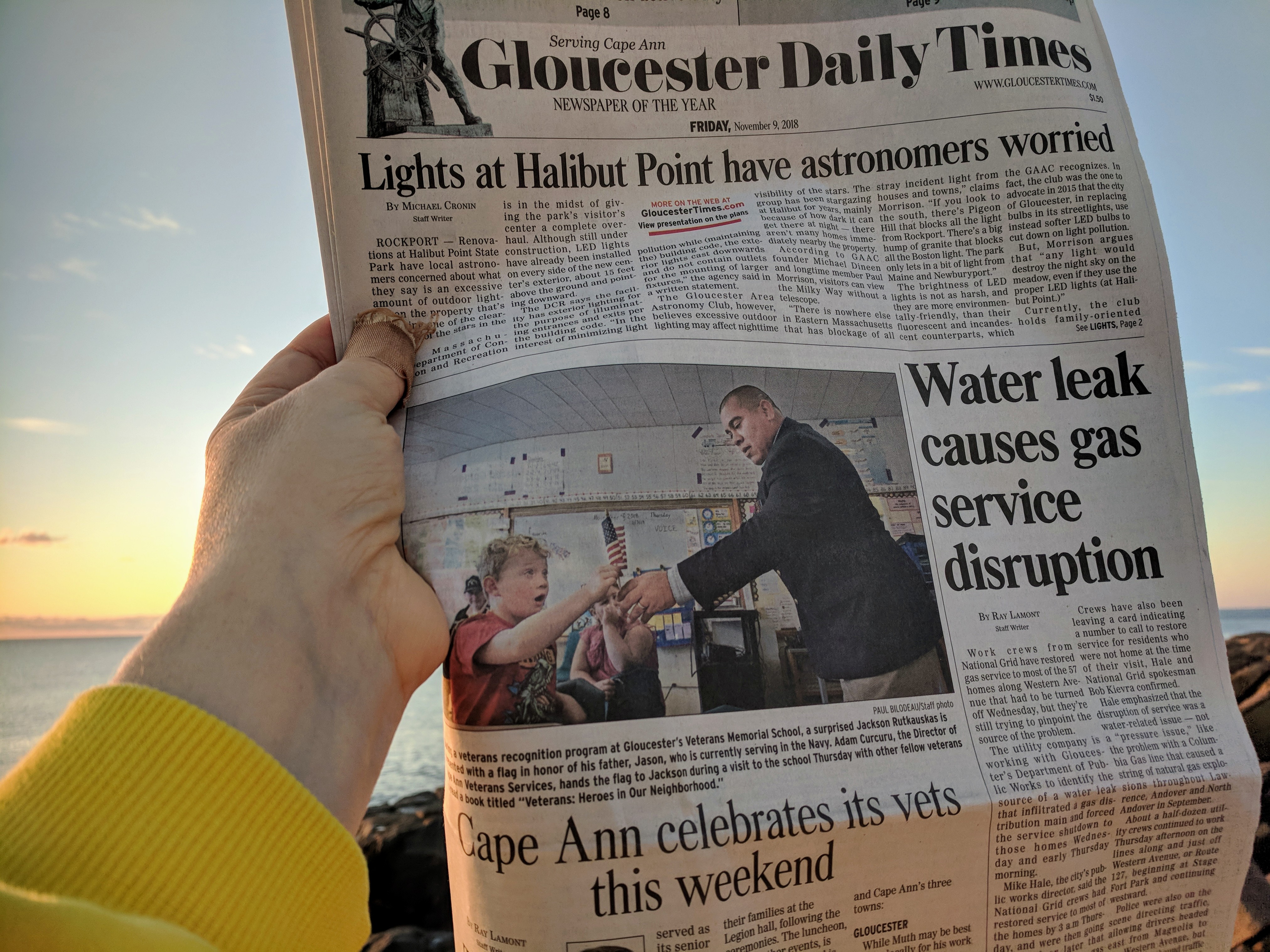 Paul Bilodeau photograph cape ann celebrates its vets _ Front page Gloucester Daily Times Nov 9 2018.jpg