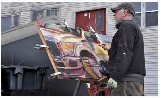 image of artist Jeffrey Marshall working at Morse-Sibley Wharf on Monster Truck #3_Gloucester MA_ courtesy photo.jpg