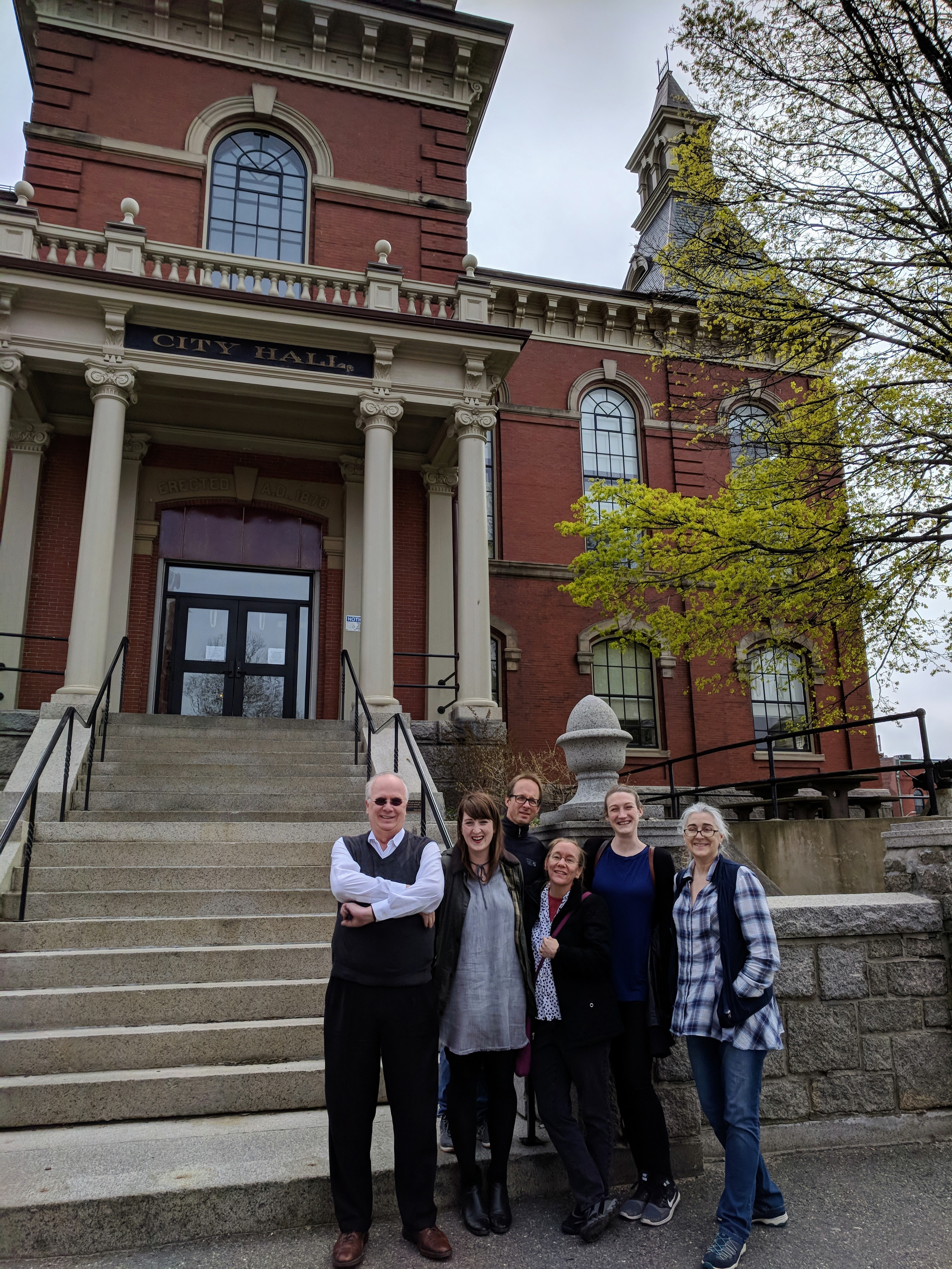 Williamstown Art Conservation teams commence work for Gloucester MA_on its historic mural many WPA era _20180510_© Catherine Ryan.jpg