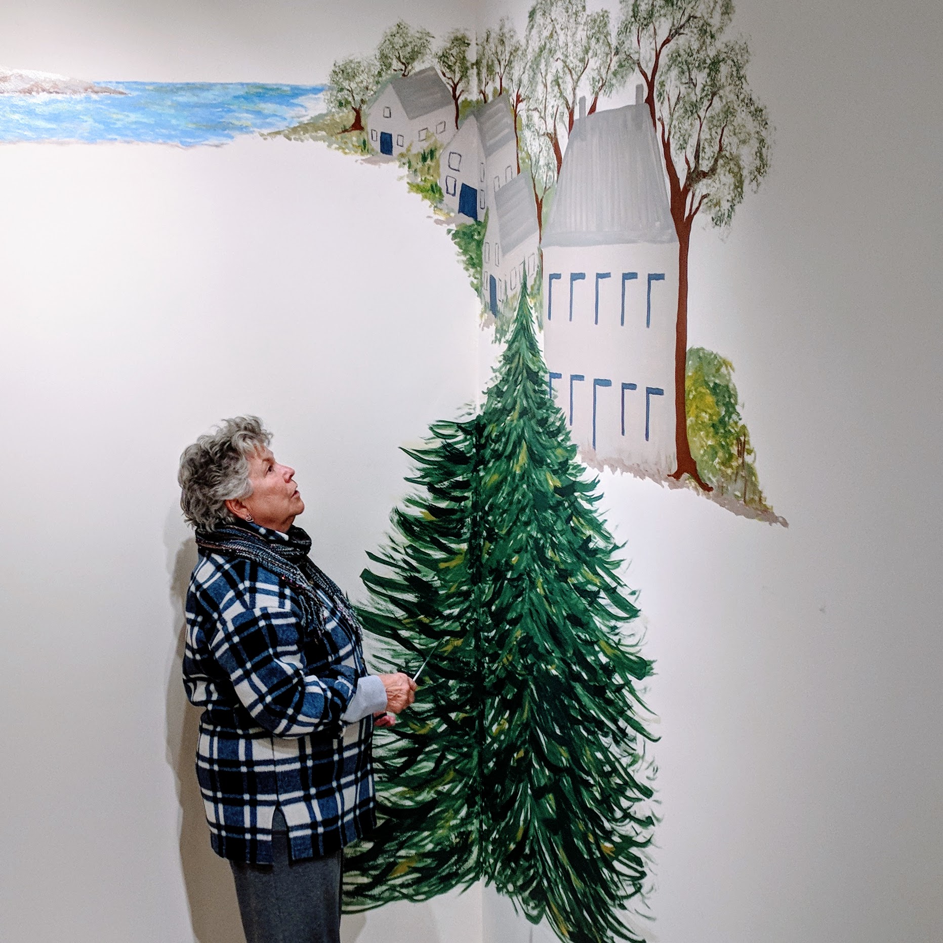 portrait of Bonnie L Sylvester_ inspecting her public mural in process_Cape Ann Museum_ _20181214_© catherine ryan.jpg