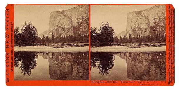 Carleton Watkins . Stereograph of El Capitan in Yosemite, c. 1865 . courtesy of Library of Congress.jpg